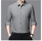 Premium Men's Ultra-Stretch Shirt - High-Quality Silky Business Formal Long-Sleeve Shirt for Social and Casual Wear