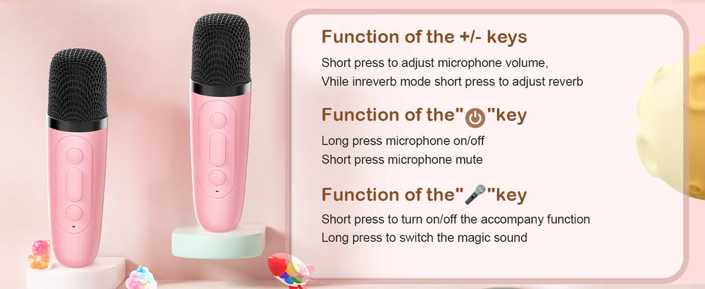 Enjoy the Party-Portable 2pieces Bluetooth Karaoke Machine with 5.3PA Speaker System,Wireless Microphones for Home Entertainment