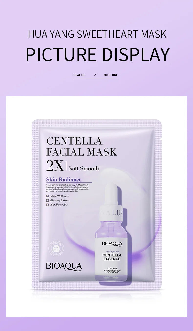 20pcs BIOAQUA Centella Collagen Face Mask VC Moisturizing Refreshing Sheet Masks Hyaluronic Acid  Facial Mask Skin Care Products