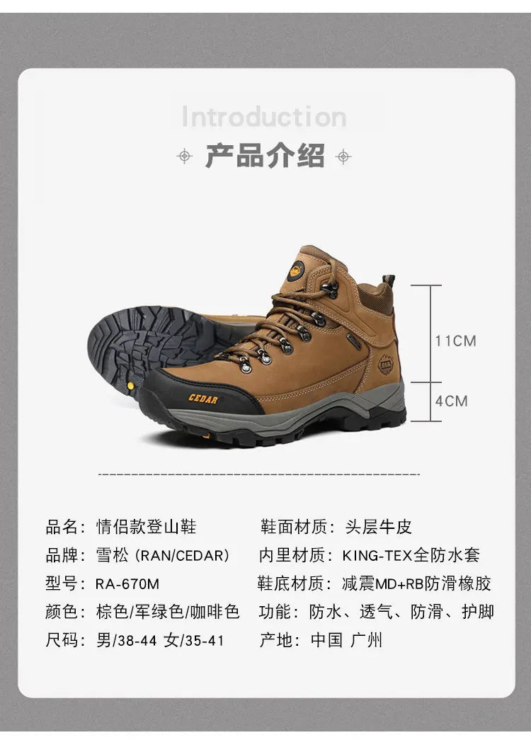 RAN Cow Leather Hiking Boots Men For men Outdoor Sport Walking Sneakers trekking Snow Shoes women Climbing Mountain Hunting boot