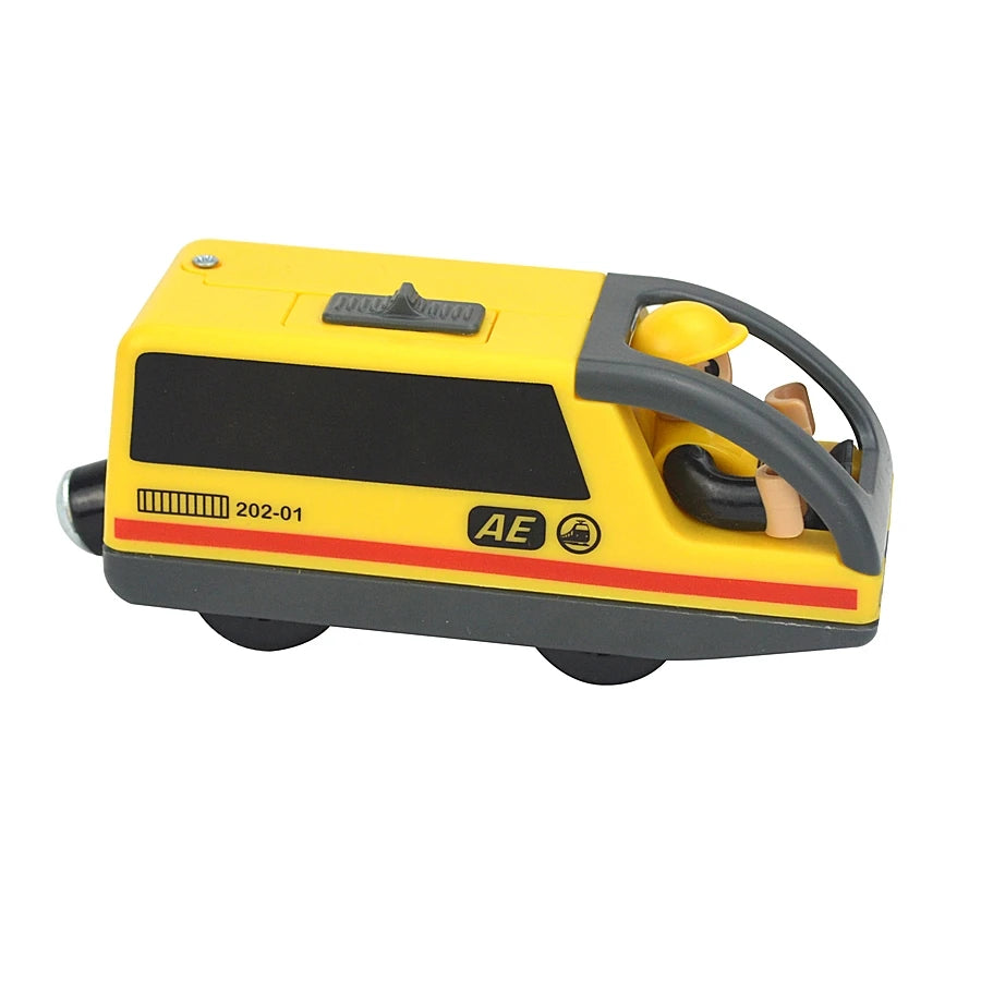 Magnetic Electric Train Car Locomotive Wooden Track Slot Diecast Railway With Two Carriages Train Wood Kid Toy Biro Leduo Track