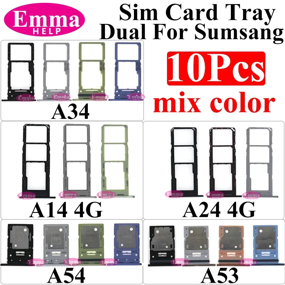 10Pcs Dual Card Phone Sim SD Card Tray For Samsung Galaxy A14 A24 A34 A54 A13 A23 A33 A53 A73 Sim Card Holder Adapter Drawer Secondary image