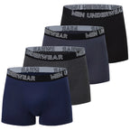 4/10 Piece Men's And Teenagers' Four Season Black Basic Versatile Elastic Waisted Underwear Boxer Shorts Plus Size Sport Shorts