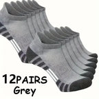 12 Pairs Men Breathable Sports Ankle Socks Arch Support Design for All Seasons Comfortable Durable Running Fitness Casual Socks