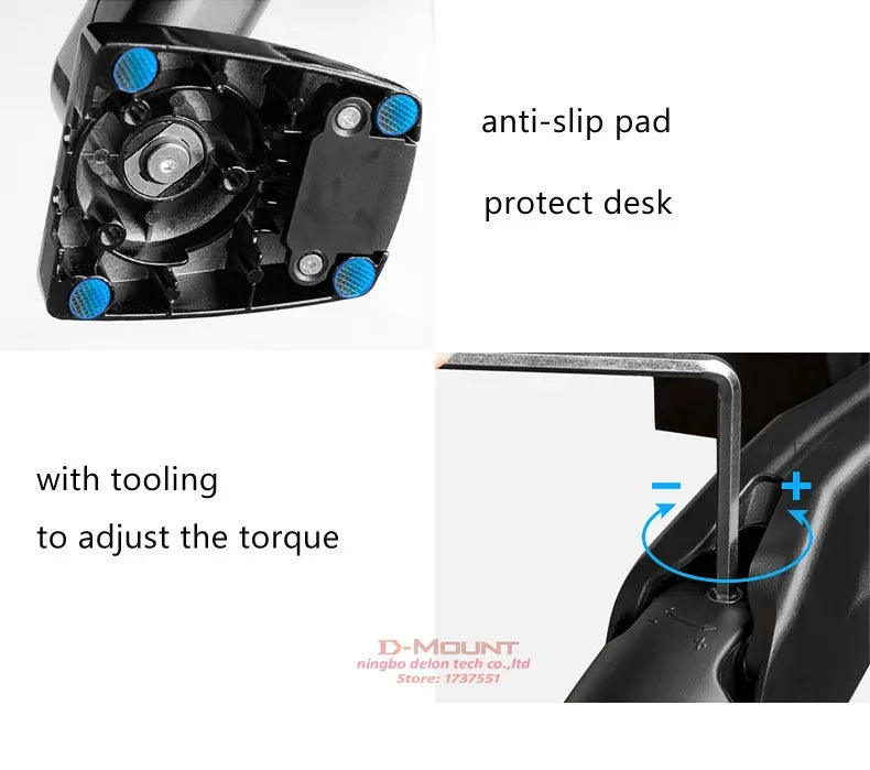 D-MOUNT K80 metal 17"-30" monitor desktop stand mount gas spring arm full motion rotate clamp grommet 2-9KG