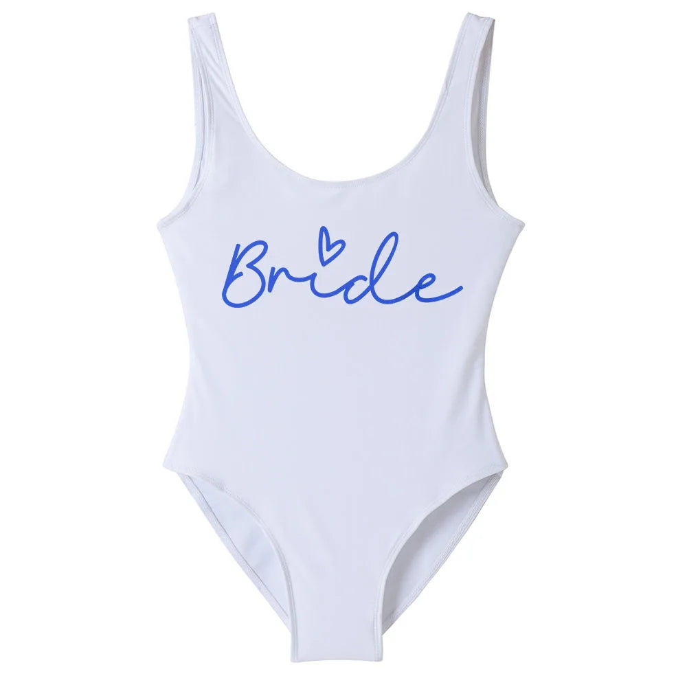 Hen Party Swimsuits One-Piece Team Bride Swimwear Bride To Be Woman Pink Swimwear Bachelorette Beatchwear Bathing Suits