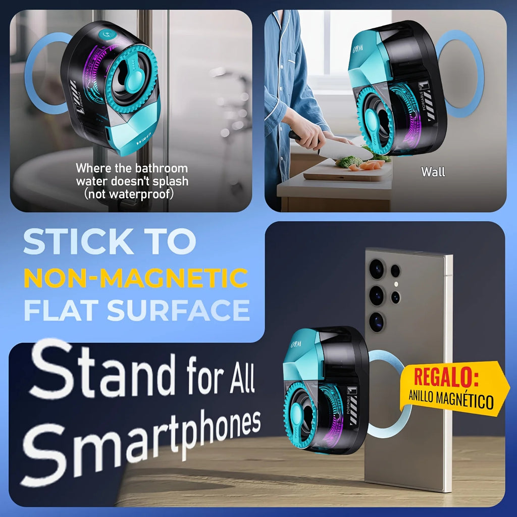 Magnetic 3-in-1 Bluetooth Speaker with Earbuds, Phone Stand,RGB Light, Portable Wireless Headset for iPhone/Android