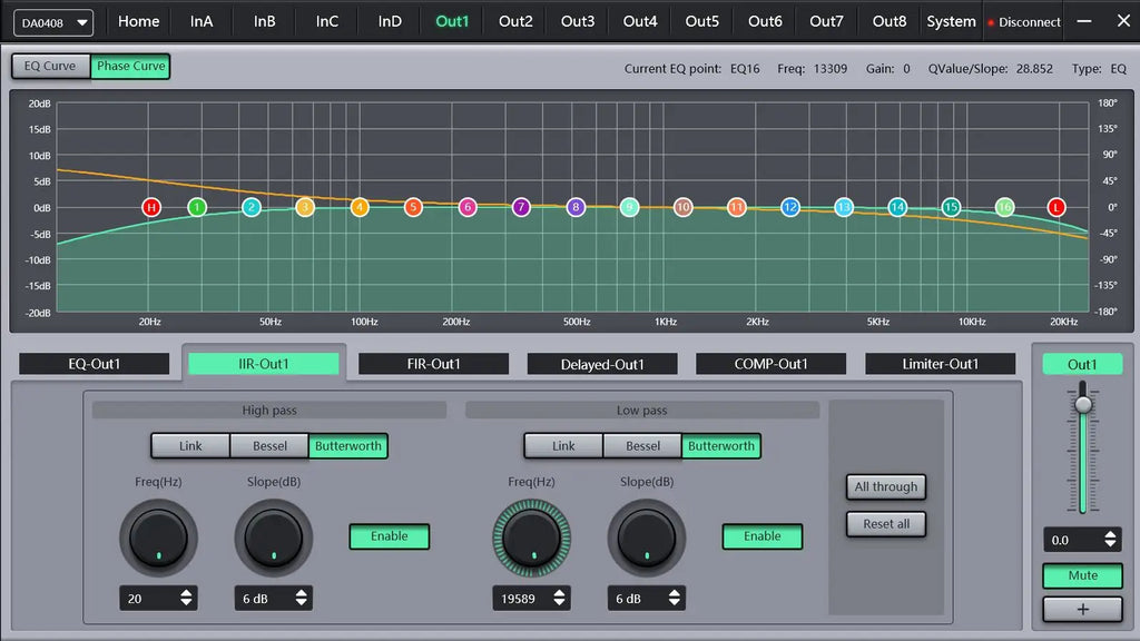 DP48X Professional Digital Audio Processor 4Input 8Output  Drive Rack Procesador With RIR DEQ 192KHZ Speaker Management System