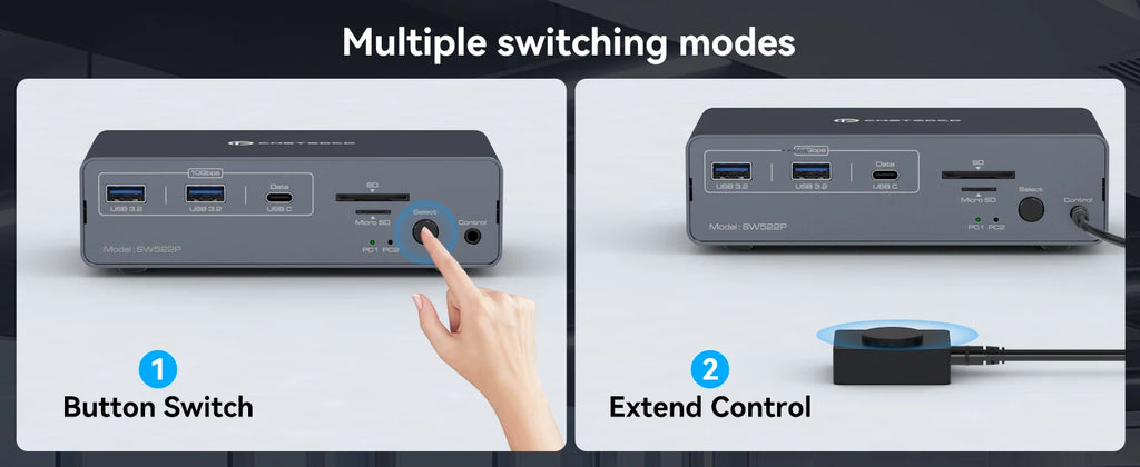KVM Switch 2 Monitors 2 Computers Docking Station USB C+HDMI/DP Input,4K@60Hz/120Hz DisplayPort Dual Monitor for Laptop Desktop