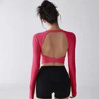 Fashion Sports Tops Pilates Running with Chest Pad Fitness Long Sleeve Tight Quick-drying Shirts Yoga Top Out Wear Clothing