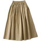 Women Black skirt midi High waist korean style Pleated a line Vintage Clothing 2026 new Summer Casual Fashion Ladies Work Wear