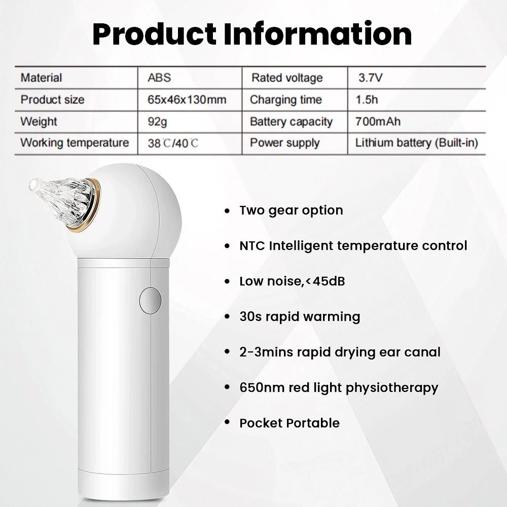 Intelligent Constant Temperature Ear Dryer Low Noise Ear Care Device Prevents Bacterial Growth Prevent Ear Canal Inflammation Secondary image