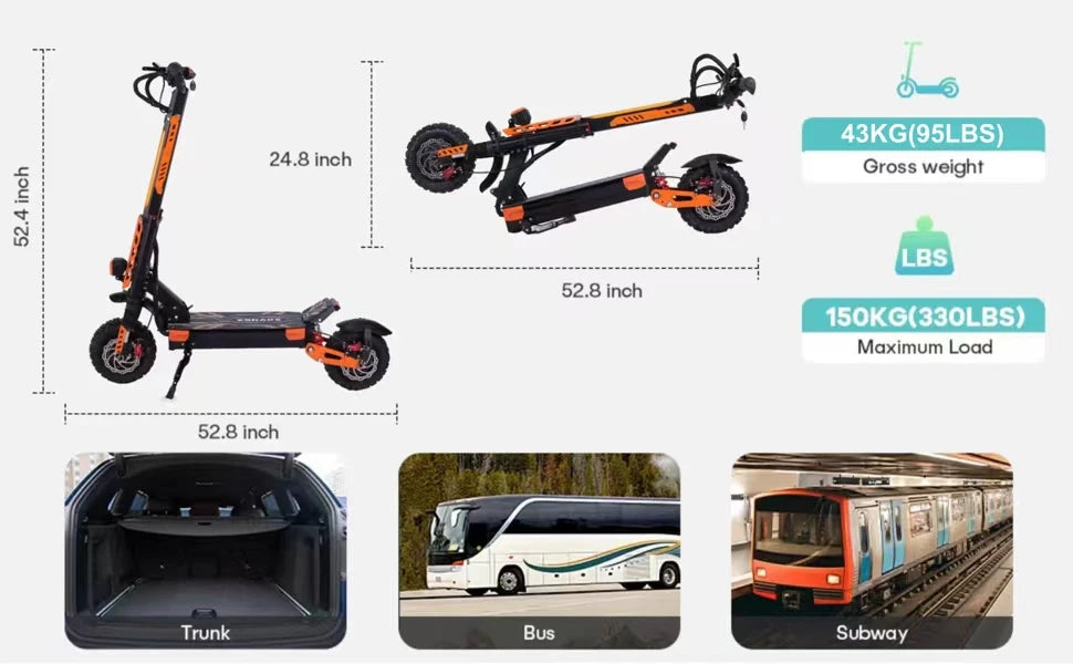 VREOM - VZ37 Electric Scooter-6000W Motor 60V30AH Battery High Power E-Scooter-70km/h Speed 11'' Vacuum Tire-Foldable EScoot