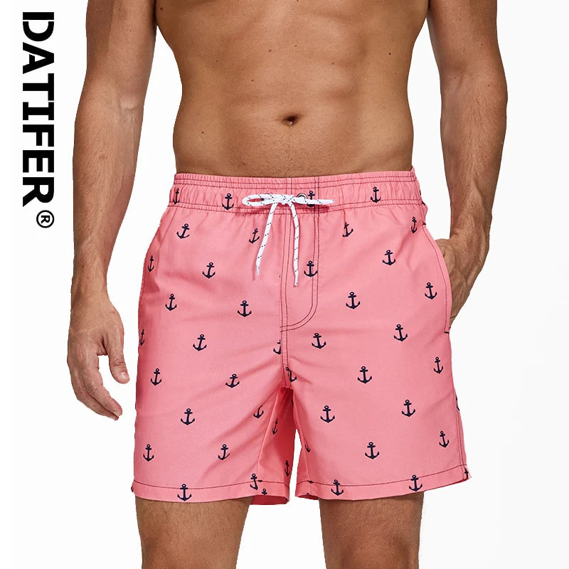 DATIFER Men's Sports Short Beachwear New Style Polyester Printing Fitness Beach Pants Surfing Swimming Trunks Bathing Swimwear