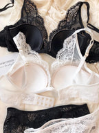 Full Lace Thin Cup Comfortable Young Girls Fashion Intimates, Wire Free Seamless Lingerie For Women Sexy Underwear Bra Pants