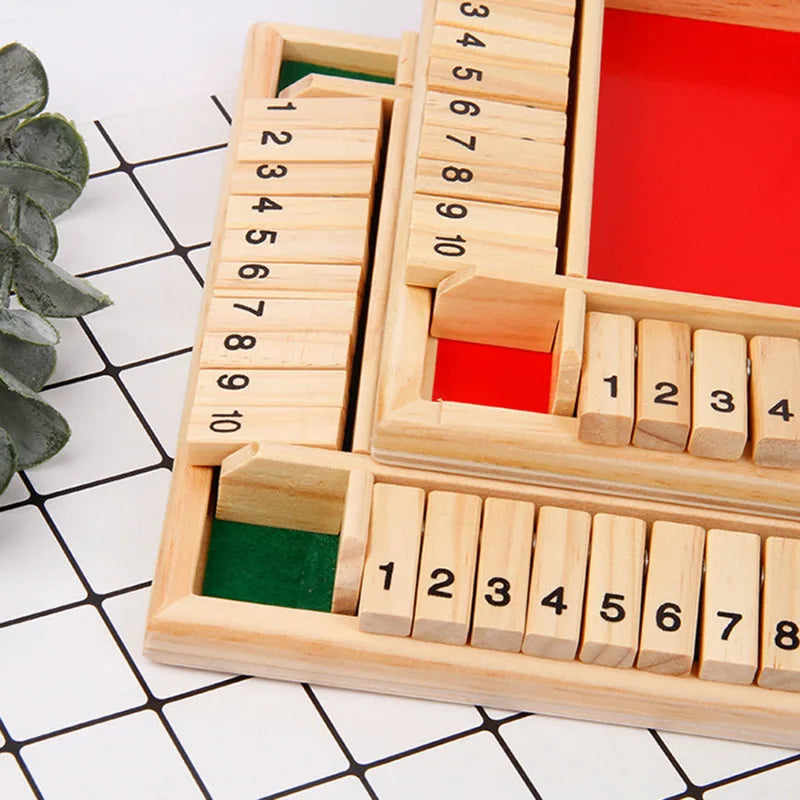 Four-Sided Flip Card Games Intellectual Educational Game Box Dice Toys Parent-Child Games Shut Wooden Number Game Board Games