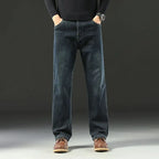 Spring and Autumn Men's Baggy Jeans Casual Straight Stretch Versatile Wide-leg Business Denim Pants Comfortable Loose Trousers