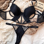 French Thin Cup Women Lingerie Set Sexy Hollow Lace Bra Set Summer Mesh Comfort Breathable Underwear Fish Bone Tops Intimates