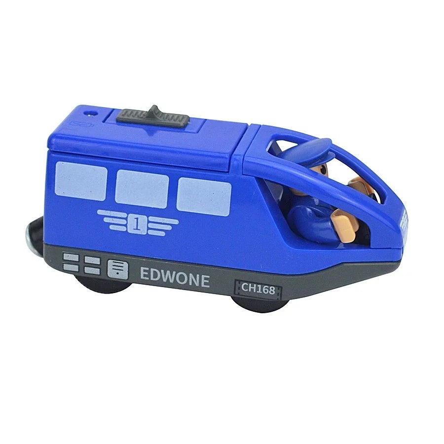 Magnetic Electric Train Car Locomotive Wooden Track Slot Diecast Railway With Two Carriages Train Wood Kid Toy Biro Leduo Track