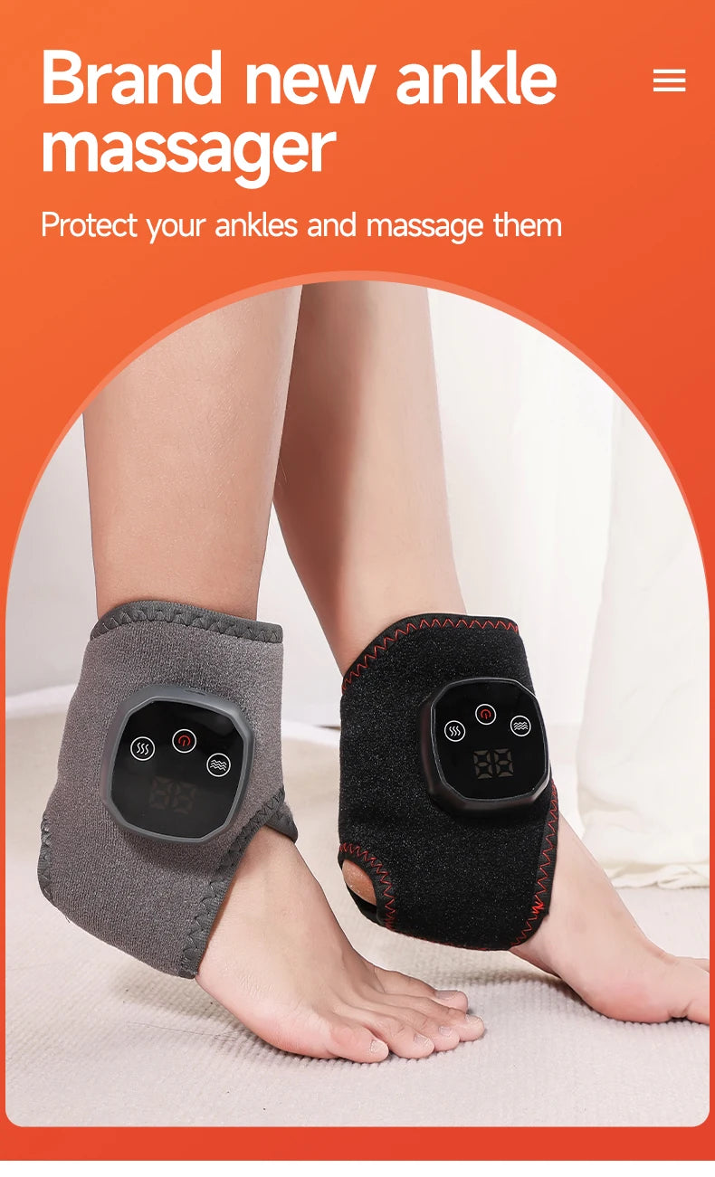 Electric Heat And Vibration Ankle Wrist Massager Hot Compress Therapy Ankle Massage Heated Wrap Support Brace Foot Protector