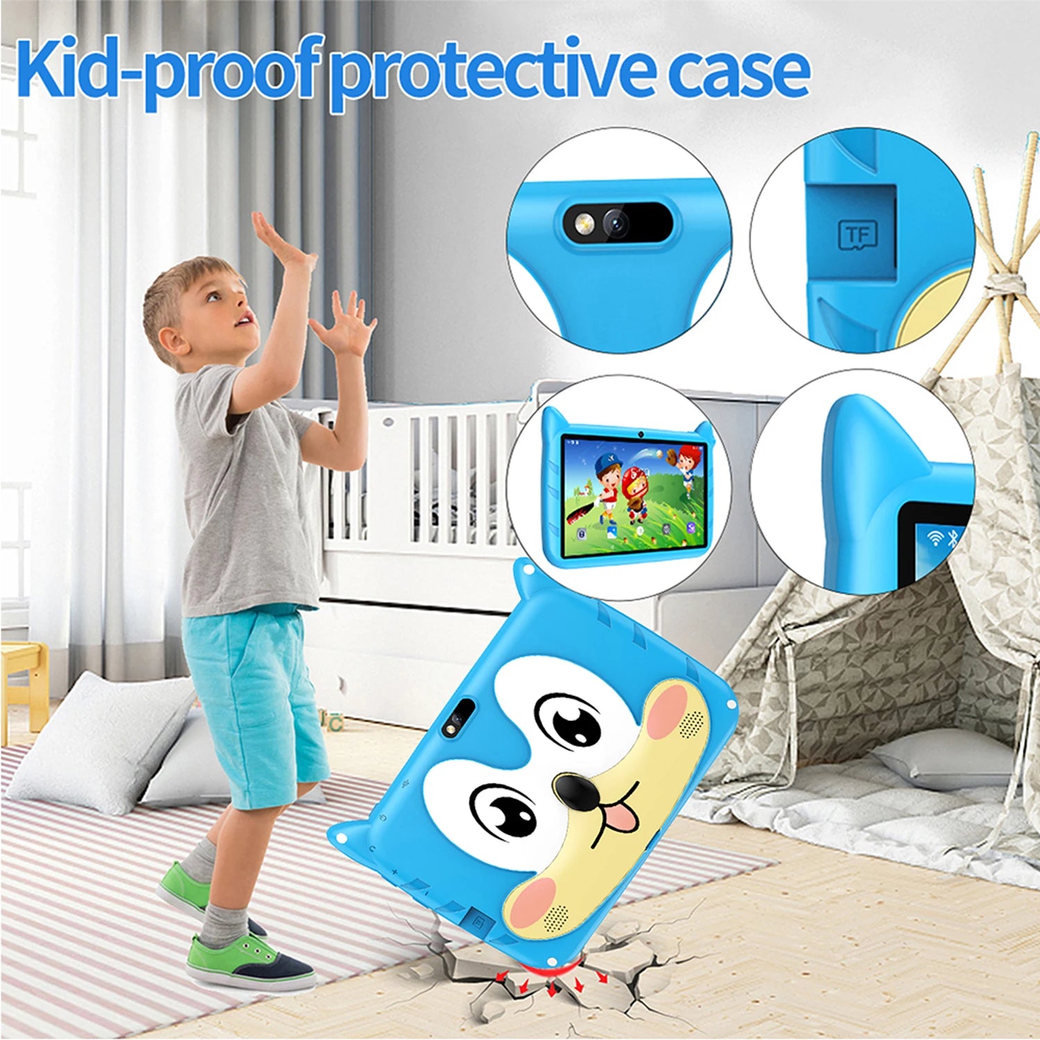 New 7 Inch 5G WiFi Kids' tablets Quad Core 4GB RAM 64GB ROM Dual Cameras Android 13.0 Learning Education Tablet PC 4000mAh