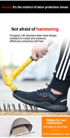 Work Sneakers Steel Toe Shoes Men Safety Shoes Puncture-Proof Work Shoes Boots Fashion Indestructible Footwear Security