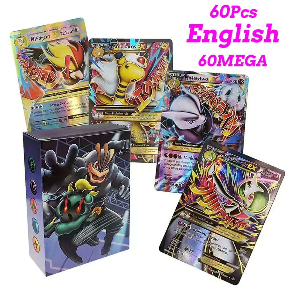 60-100Pcs New English French Spanish Pokemon Cards GX MEGA EX TAG TEAM Vstar Game Battle Card Hot Sale Collection Card Kids Gift