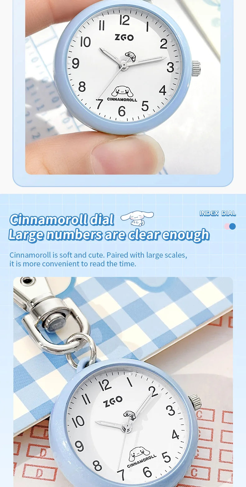 ZGO Sanrio Cinnamoroll Lady Pocket Watch, Simple Design Sense Pendant Watch, Waterproof, Quartz Watch, Gift 733