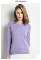 Women Slim O-Neck Pullover Cashmere Wool Blending Sweater Autumn And Winter Long-Sleeved Knit Bottoming Shirt Large Size 2024