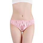 Women'S 100% Mulberry Silky Panties Fashion Lace Brief Large Size Comfortable Breathable Solid Color Lingerie Seamless Underwear