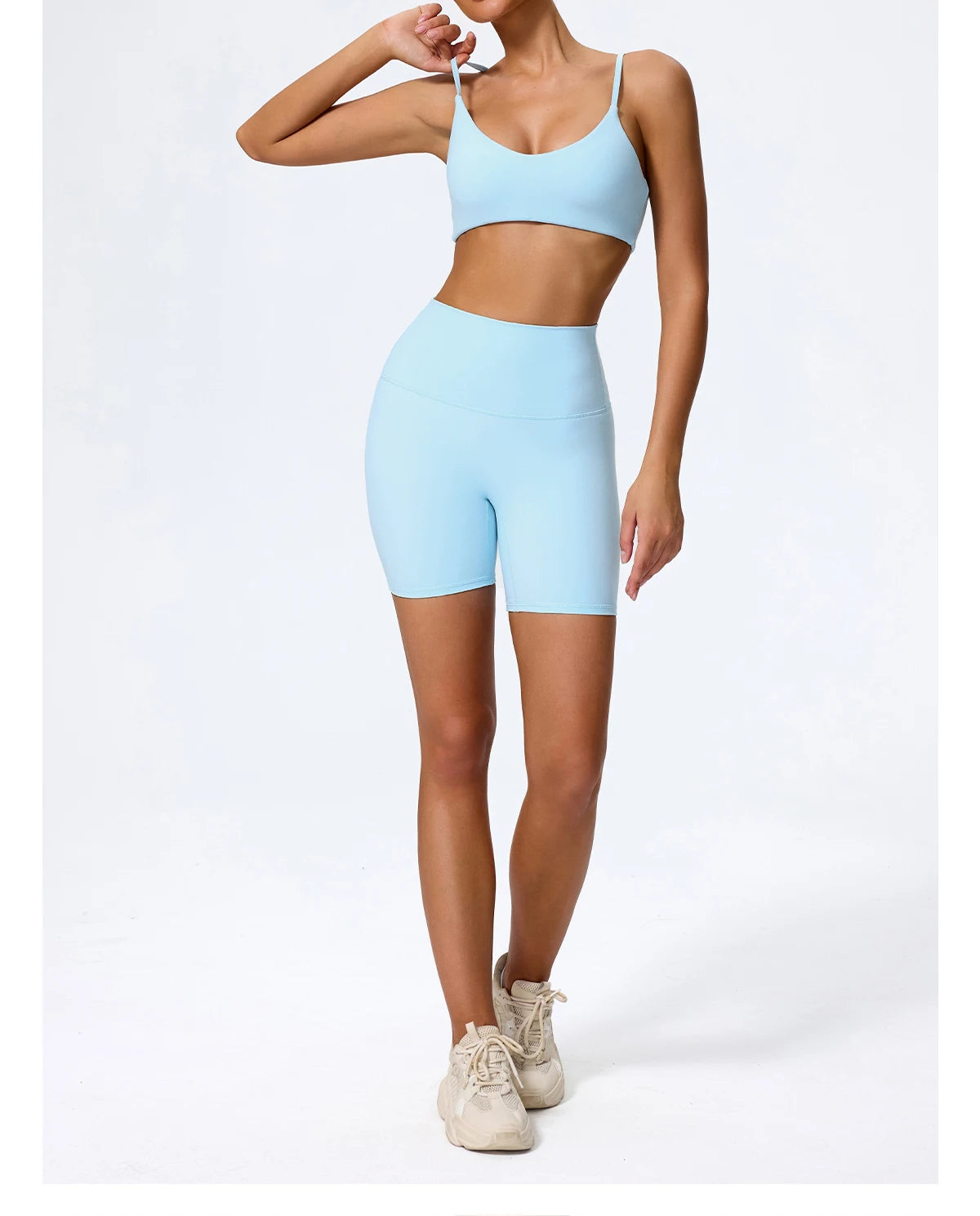 Hearuisavy Summer Super-Soft 2Pcs Women's Running Sports Shorts Set Breathable Fitness Yoga Bra Casual Push Up Workout Crop Top