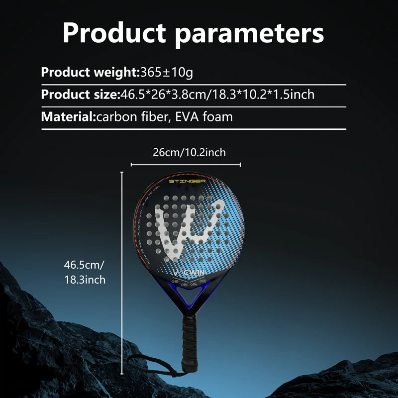 Padel Racket | Carbon Fiber Surface | with EVA Memory Flex Foam Core | Lightweight Padel Tennis Racquets | Paddle Tennis Racket