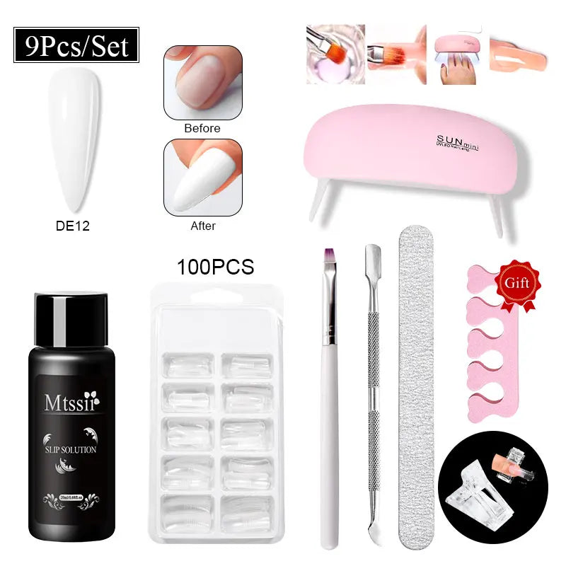 24PCS/Set 20ml Poly Naili Extension Gel  Kit Mini UV Lamp Sealer With Base Top Coat Professional Poly UVNail Gel Kit Starter Kit