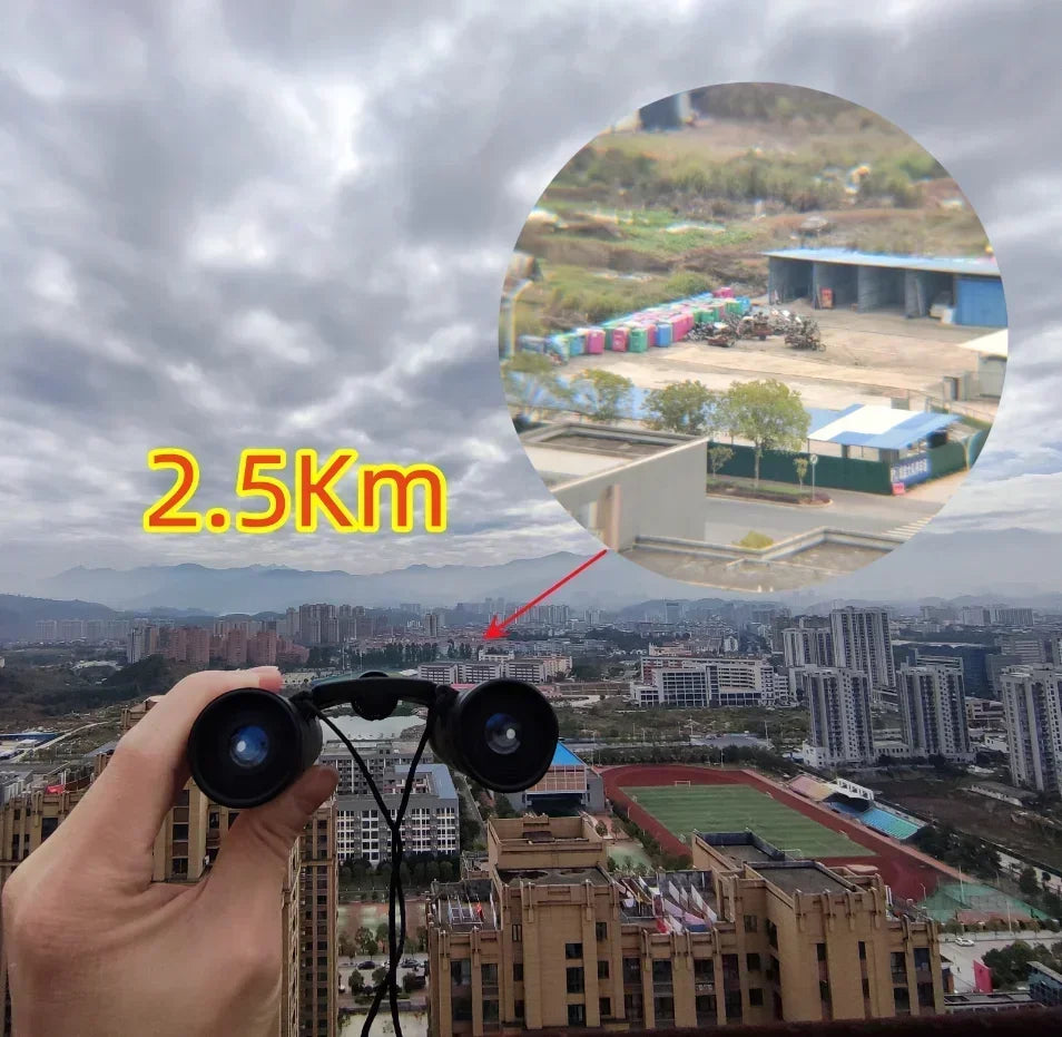 Powerful Long Range Binoculars Monocular Telescope Folding Portable BAK4 FMC Optics Jumelles for Outdoor Camping Hunting Concert