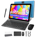 Android 15 Tablet, 10.0-inch screen, quad-core processor, 12GB RAM (3GB+9GB), 64GB storage, 2MP+8MP dual cameras，6000mAh