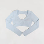 New Summer Women's Backless Long Sleeved Yoga Top Breathable Soft Sportswear for Gym Training Comfortable Fitness Clothing Woman