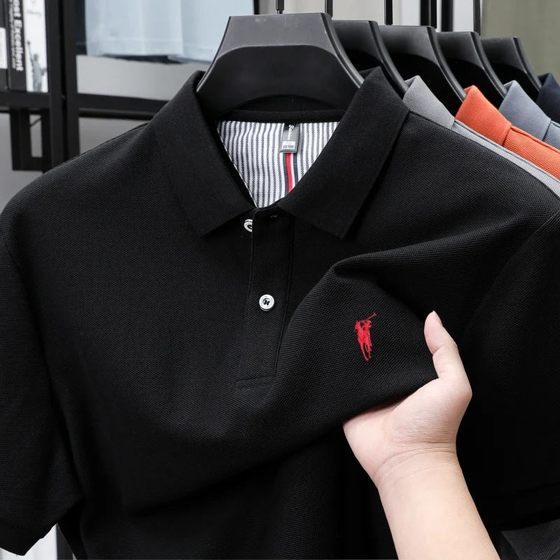 100% pure cotton short sleeved polo shirt high-end luxury brand fashion Paul Pony embroidery golf men's business casual T-shirt