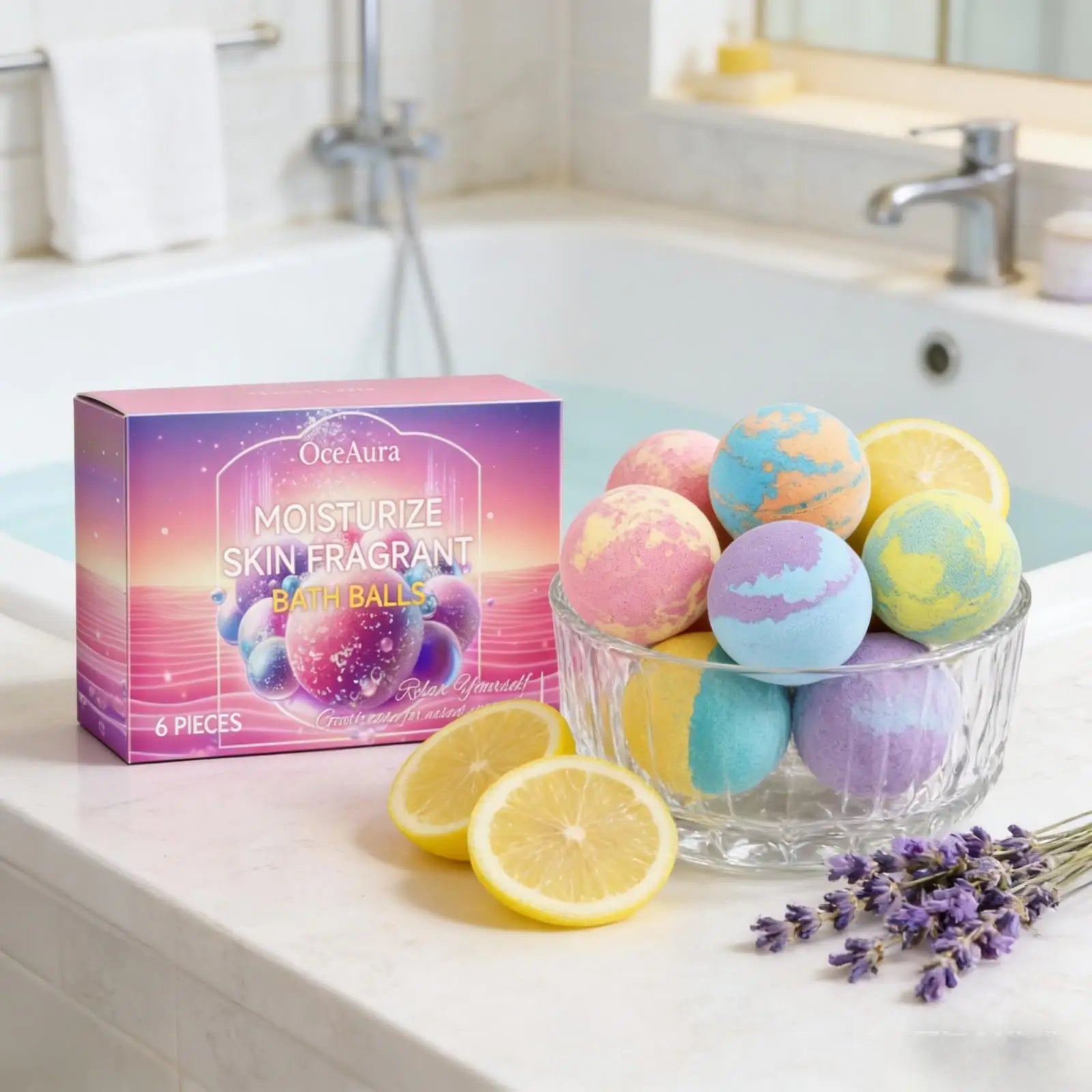 OceAura Bath Bubble Balls Soft Smooth Clean Body Care Moisturizing Skin Elasticity Enhanced Shower Products Gift Sets for Woman