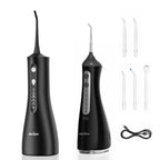 SEJOY Portable Electric Water Flosser Irrigator Dental Teeth Whitening strips 350ML Tank 5 Modes 5 Jet Tips For Home Travel