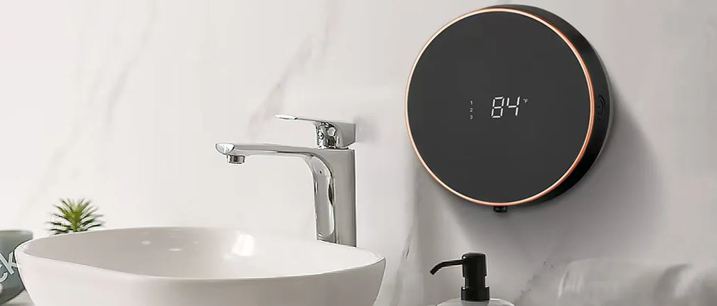 Automatic Foaming Soap Dispenser - Touchless Wall Mount, LED Temp Display, USB Rechargeable for Bathroom, Kitchen&Commercial Use