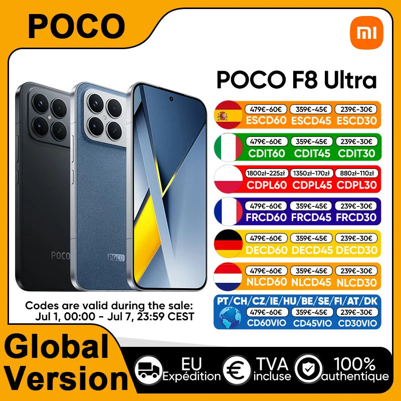 POCO F8 Ultra 5G Global Version Smartphone Snapdragon® 8 Elite Gen 5 6.9" Eye-care AMOLED display 6500mAh 100W HyperCharge NFC Main image