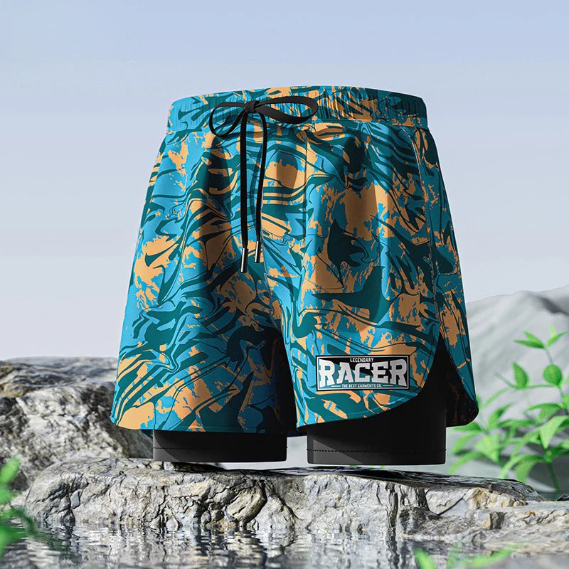 Adult Swimming Trunks Men Boxer Brief Swimsuit Set New Beach Adult Beach Shorts Quick Drying Surf Trunks with Lining Swim Pants