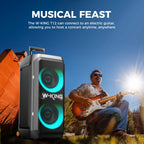 W-KING T12 Tragbare Bluetooth-Lautsprecher-Box mit 370W MAX Pro Sound, Lichtshow, CSB, Bass Boost, Rollen und Teleskopgriff