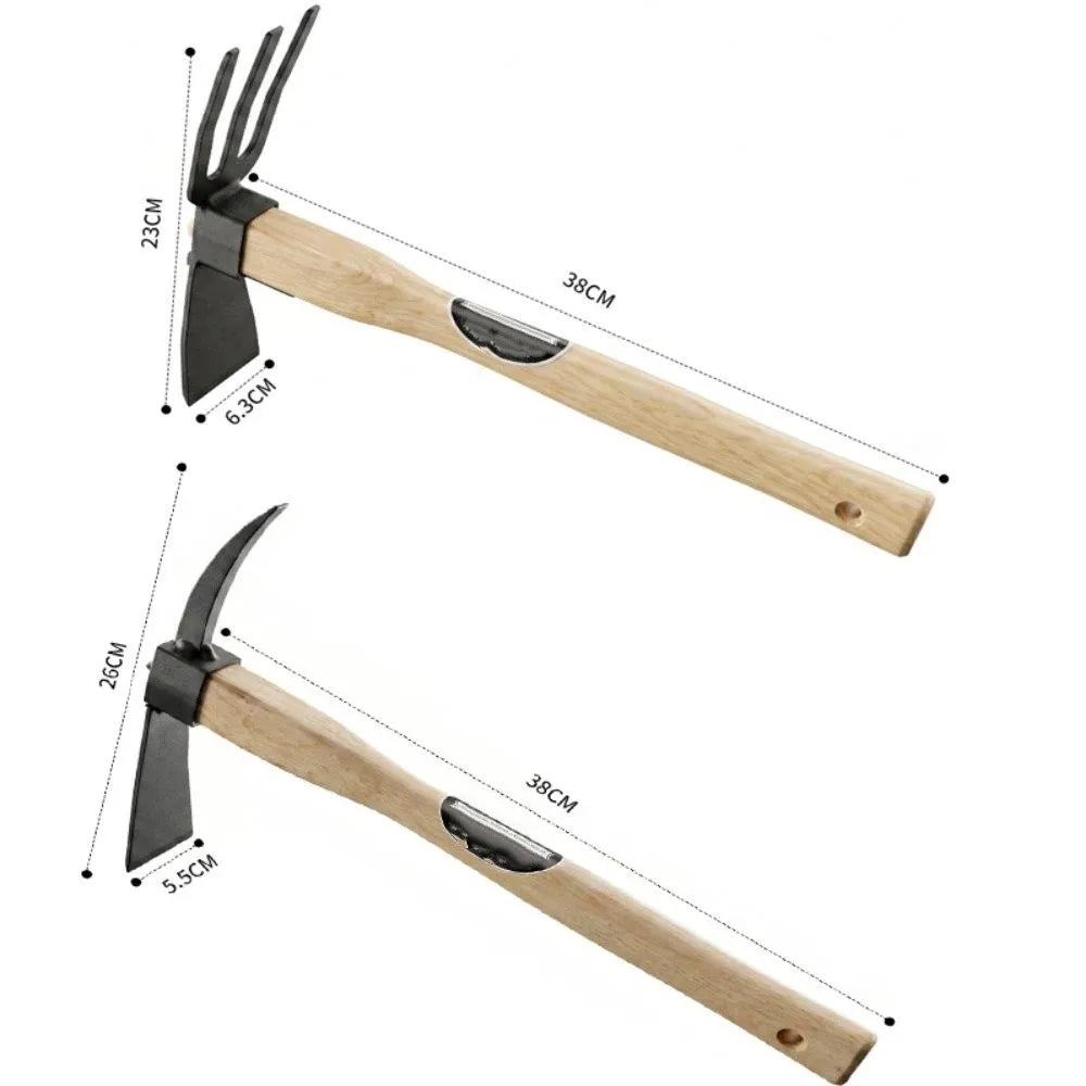 Robust Hardwood Handle Small Hand Hoe High-Strength Metal Head Lightweight Design Multi-functional Garden Tool