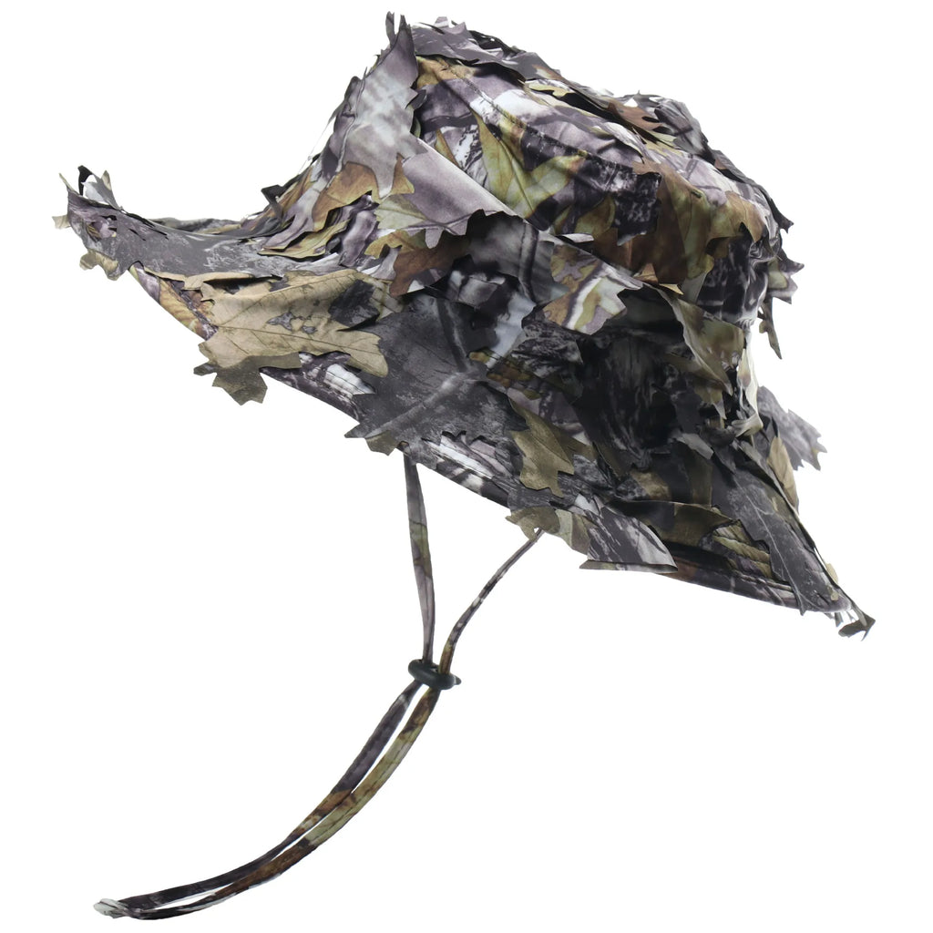 Men's Camouflage Boonie Hats 3D Leaves Camo Tactical Cap Ghillie Caps Hunter Sniper Hats Fishing Sunshade Hunting Accessories