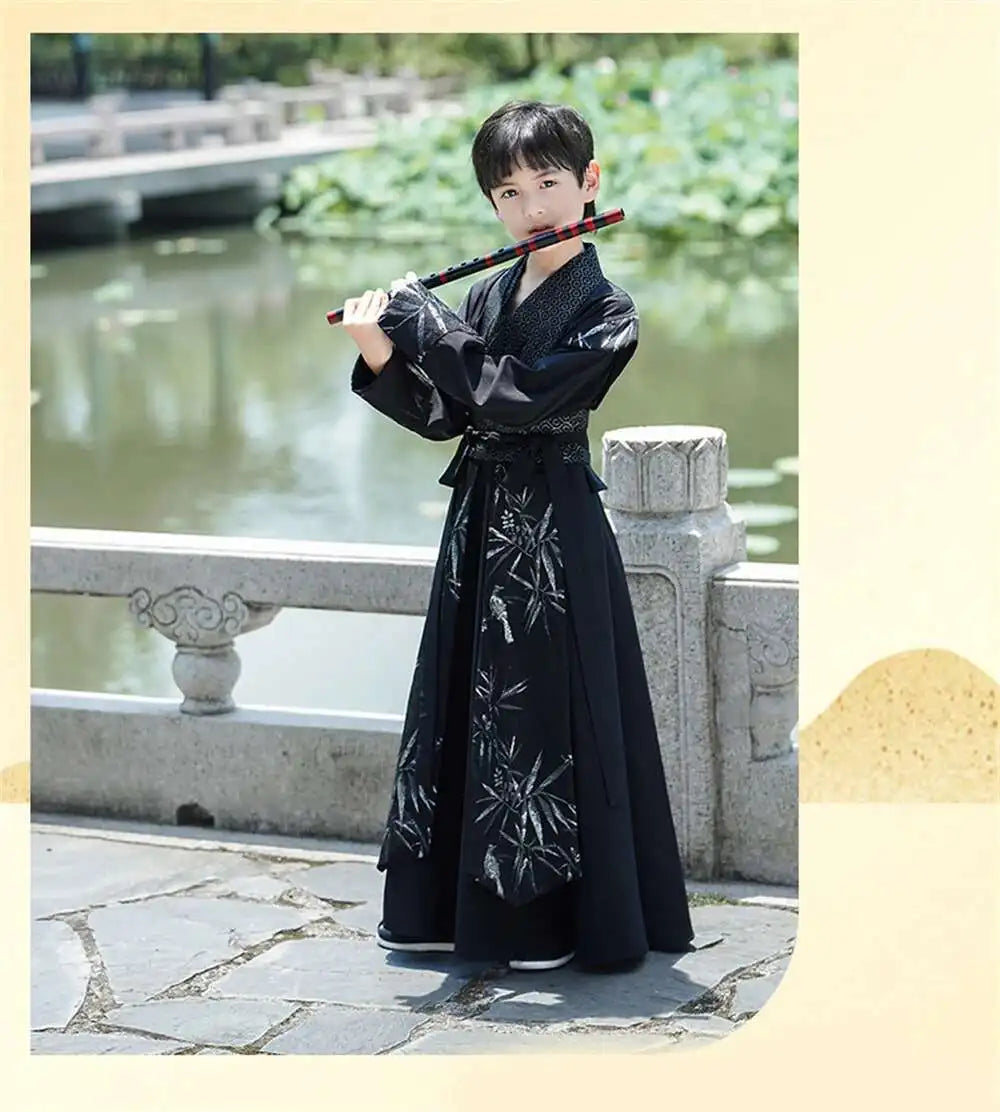 Handsome Boys' Improved Hanfu Oriental Chinese Style High-end Tang Suit Kids Performance Swordsman Traditional Ancient Costume