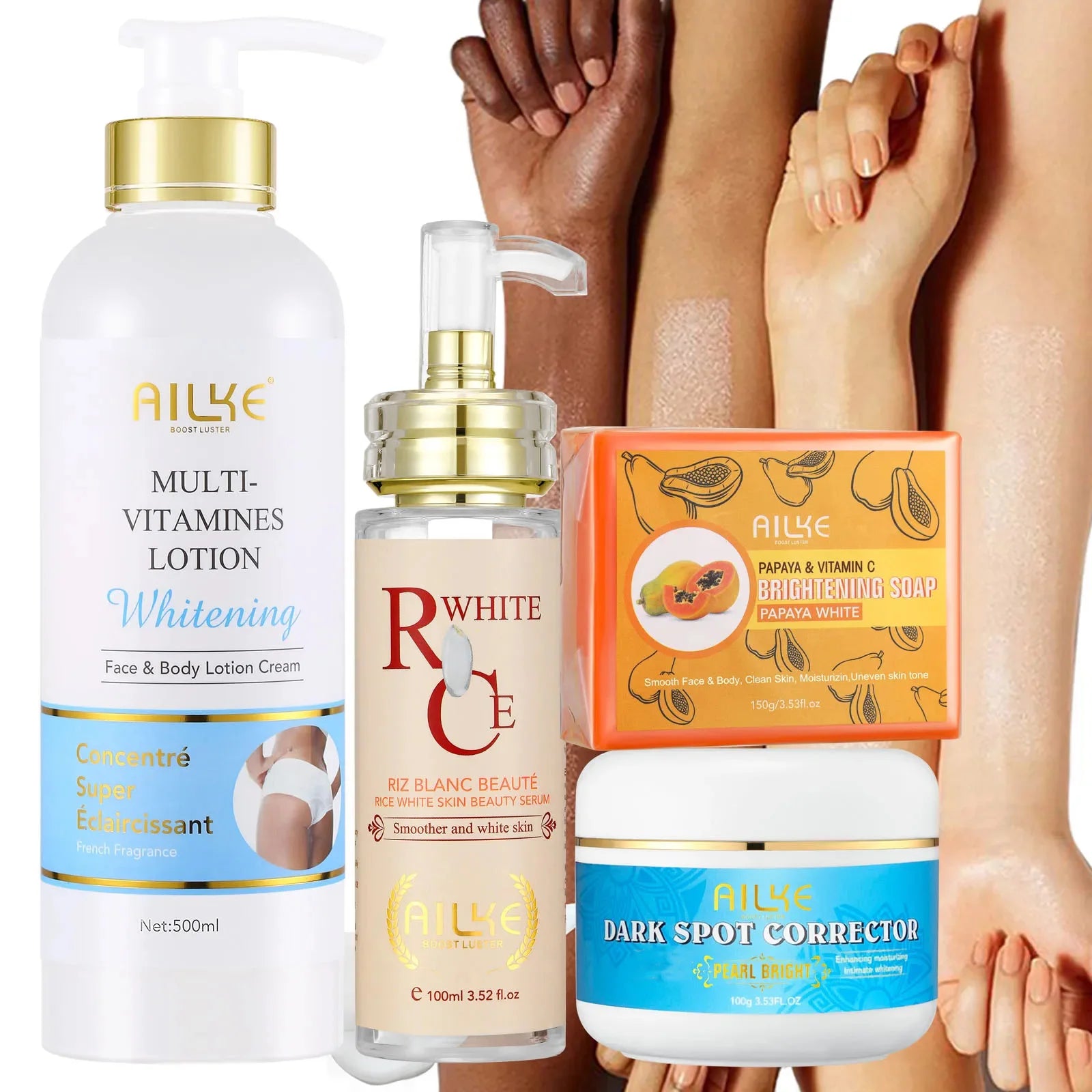 AILKE Multi Vitamin Whitening Body Lotion With Vitamins A,E,B3,B5, Increase Skin Radiance, Even Skin Tone, Moisturizer Cream