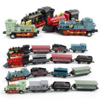 Car Vehicles Retro Steam Train Pull Back Model Diecast 1:60 Alloy Toy Train Kids Toys Set For Boys Gifts Kids Birthday