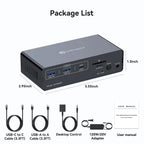 KVM Switch 2 Monitors 2 Computers Docking Station USB C+HDMI/DP Input,4K@60Hz/120Hz DisplayPort Dual Monitor for Laptop Desktop