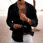 2026 Men's Cotton Linen Shirts Top Simple Laple Solid  Man Shirts Tops Comfortable Loose Casual Holiday Shirts for Men Blouses